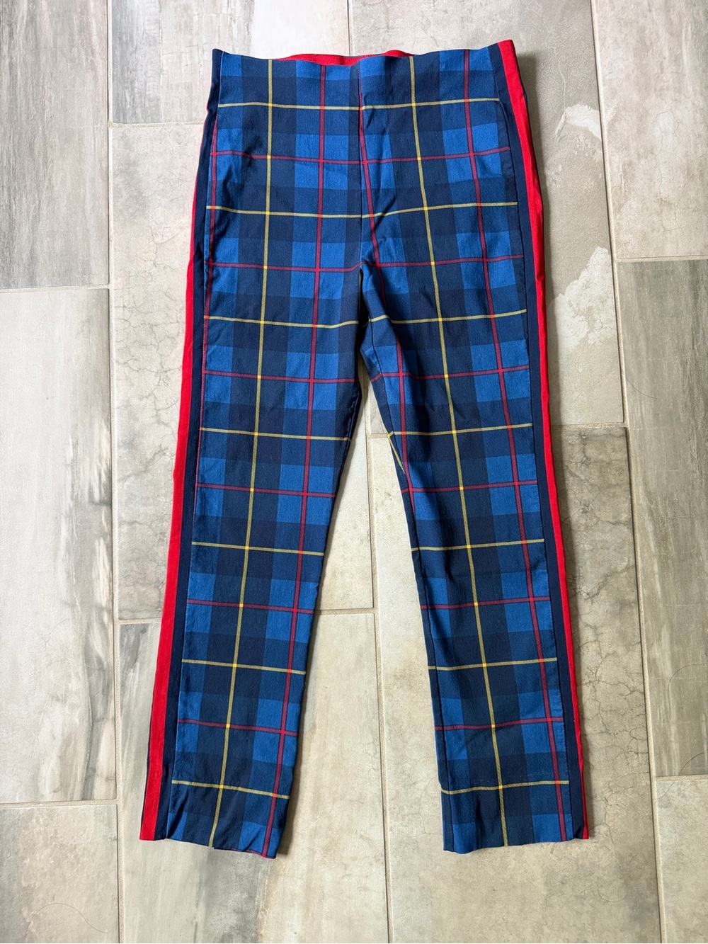 Gretchen Scott Gripeless Pull On Pants Plaidly Cooper Blue Size Large